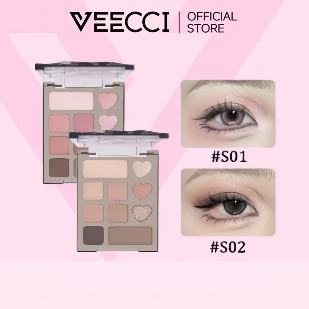 VEECCI Bảng phấn mắt 10 màu, phấn mắt đa chức năng lâu trôi, ánh ngọc trai, mịn và dễ tán, MINI 4.2g