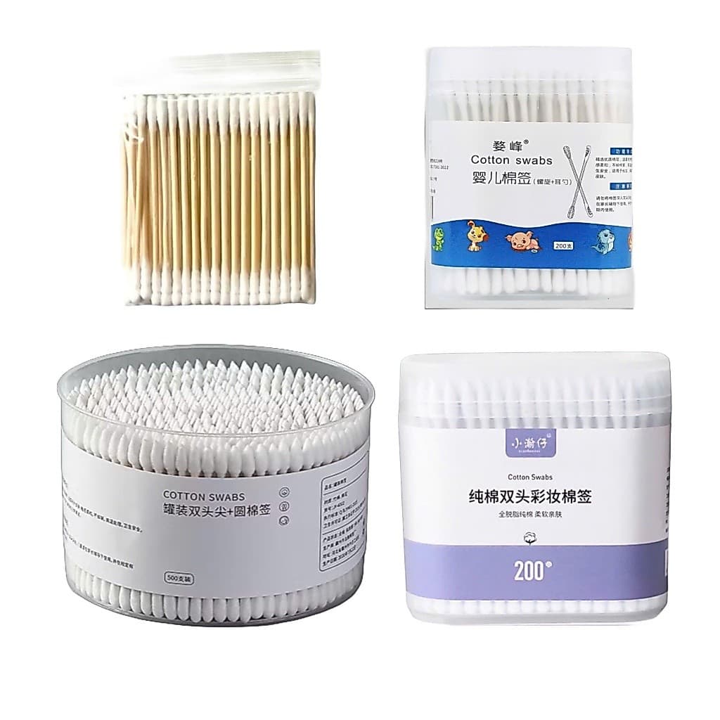 Tăm Bông Cán Gỗ 2 Đầu - Bông Tự Nhiên, Đa Năng Trang Điểm/Spa/Vệ Sinh Tai Mũi