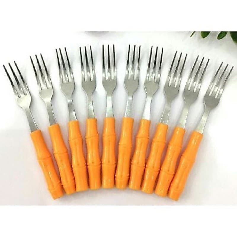 1 Túi 10 Cái Rĩa inox Cán Nhựa Hình Trúc