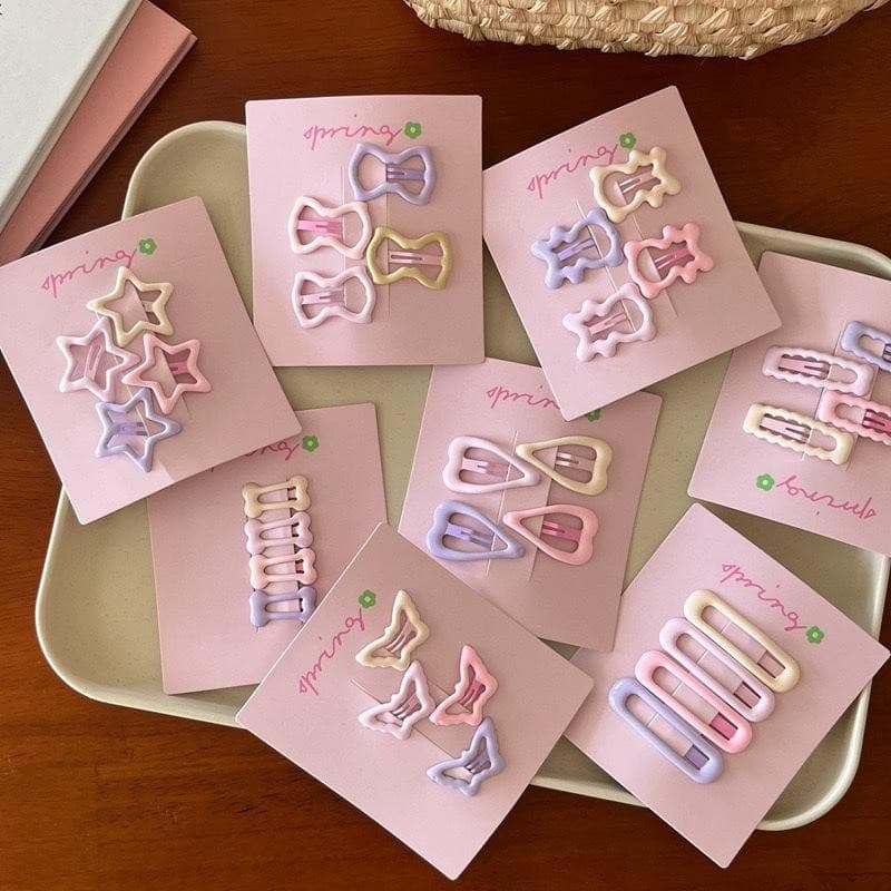 set 4 kẹp dễ thương cho bé màu pastel