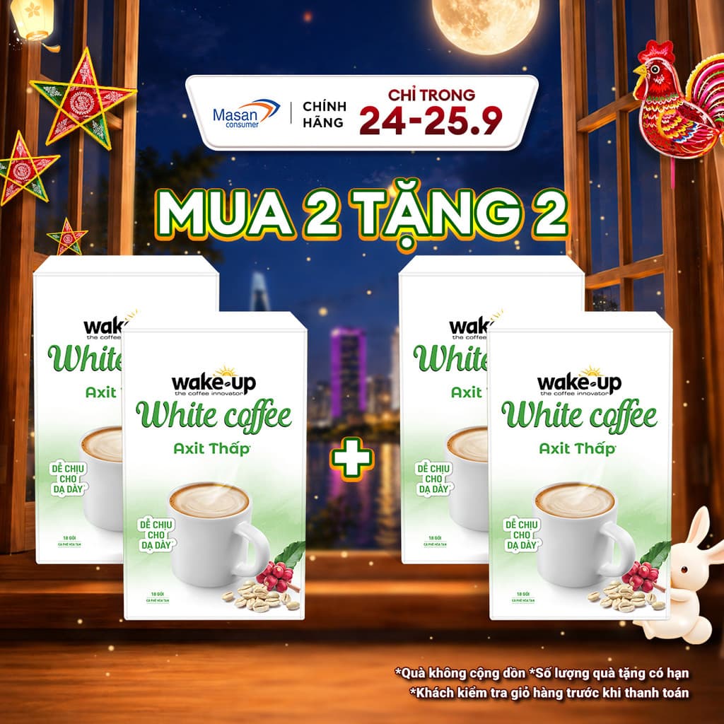 Combo 2 Cà phê hòa tan Wake up White Coffee hộp x 18stick x 18gr