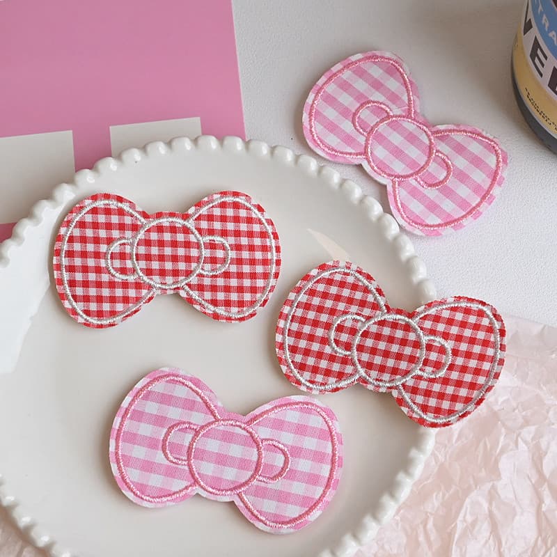 ❤️Love❤️Miếng dán tóc nữ kẻ sọc với nơ velcro ngọt ngào - Dụng cụ tiện lợi cho việc sắp xếp miếng dán trán