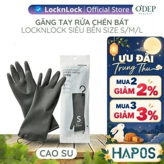 Găng tay LocknLock rửa chén bát có móc treo Chính hãng, bao tay cao su tự nhiên siêu bền, dai, bám tốt - Hapos Mall