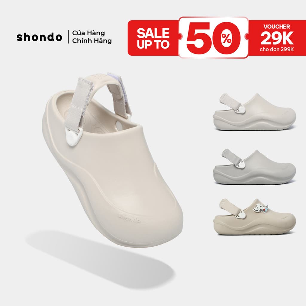 Dép Sục Unisex Shondo Clog Suke Nhựa Đúc Đi Mưa Tiện Lợi Đế Cao 4cm Nhiều Màu