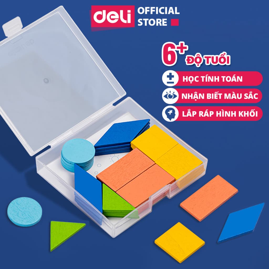 Bộ Đồ Chơi Lắp Ghép Hình Học Luyện Tư Duy Bằng Gỗ Cho Bé Deli Ghép Hình Tính Toán Màu Sắc - Đồ Chơi Sáng Tạo Thông Minh