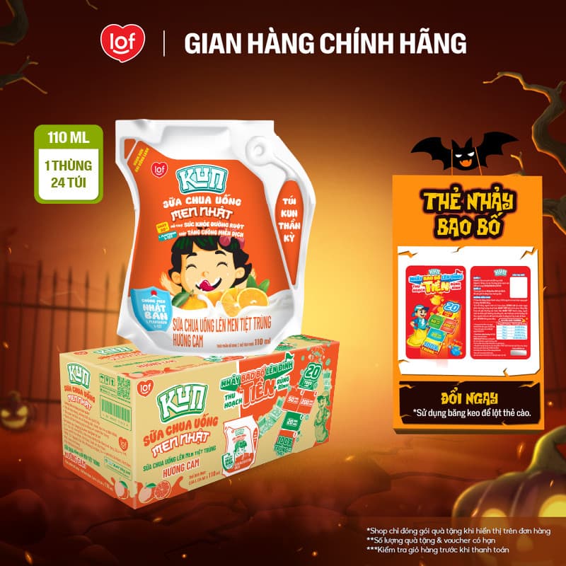 Sữa chua uống KUN vị cam thùng 24 túi x 110ml