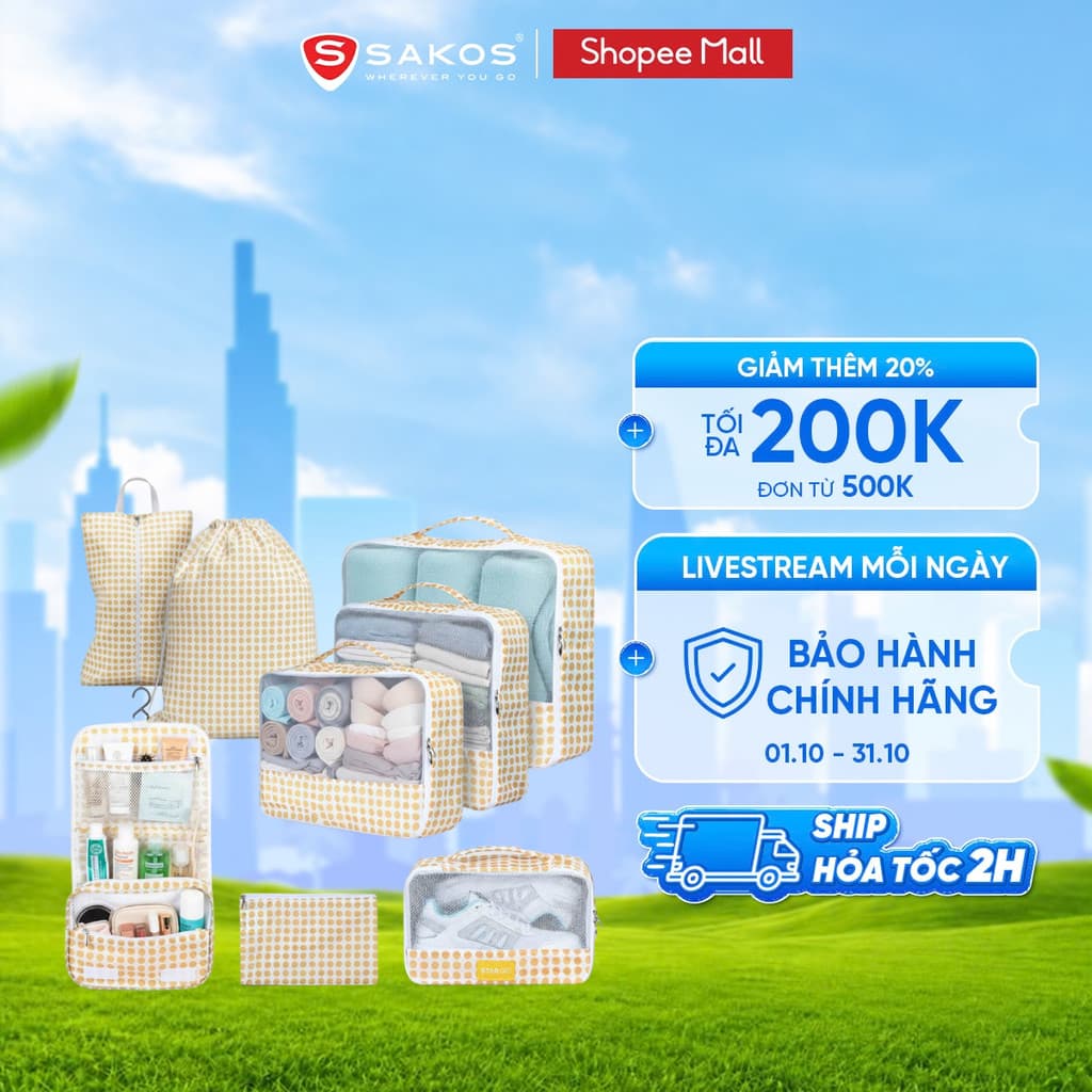 Bộ Phụ Kiện 8 Túi STARGO ARREDA – Tinh Gọn Hành Lý Du Lịch, Gọn Nhẹ, Ngăn Nắp, Nâng Tầm Phong Cách