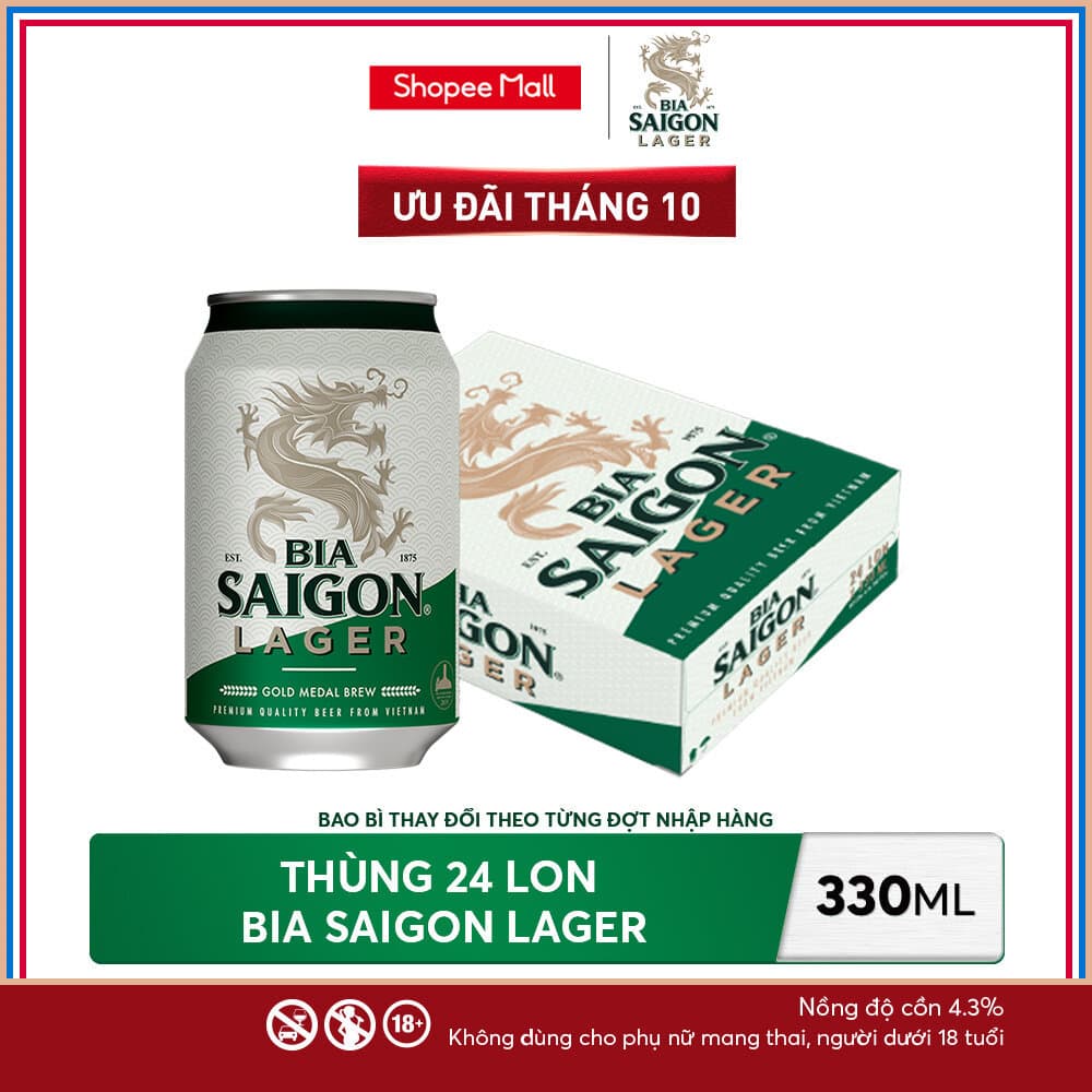 Nồng Độ Cồn 4.3% - Thùng 24 Lon Bia Saigon Lager 330ml
