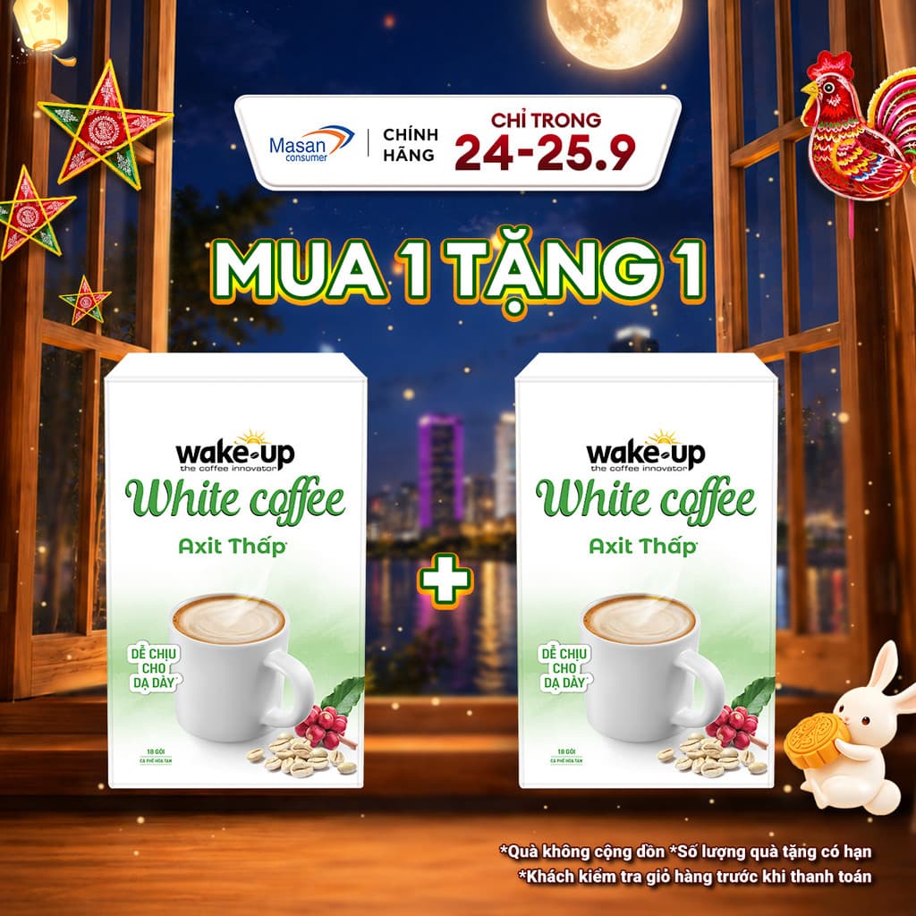 Cà phê hòa tan Wake up White Coffee hộp x 18stick x 18gr