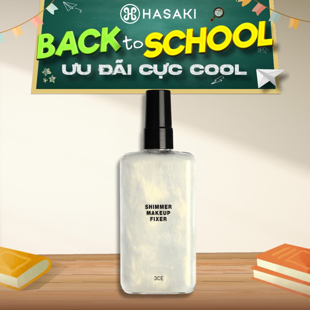 [DAILY] Xịt Khoá Makeup 3CE Có Nhũ Tạo Hiệu Ứng Nền Căng Bóng 95ml Shimmer Makeup Fixer Hasaki Chính Hãng