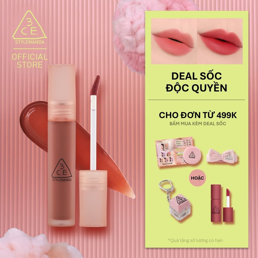 Son Kem Lì 3CE Blur Water Tint Mịn Môi Mờ Ảo, Không Lem, Lâu Trôi, Che Phủ Rãnh Môi, Bền Màu, Nhẹ Môi