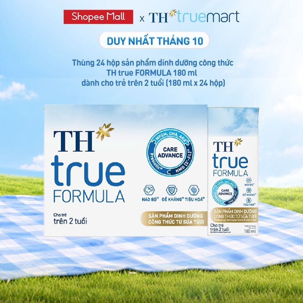 [LIVESTREAM]Thùng 24 hộp sản phẩm dinh dưỡng công thức sữa tươi TH True Formula 180ml (180ml x 24)