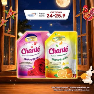 Combo 1 Túi Nước giặt xả Chanté Cao Cấp 8 Trong 1 3.05kg và Túi Nước rửa chén Chanté 3.2kg
