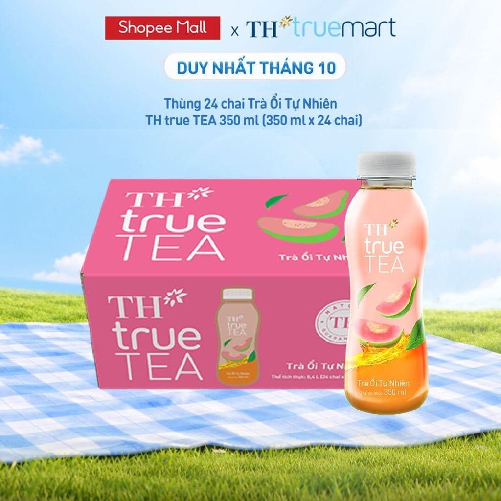 Thùng 24 chai Trà Ổi Tự Nhiên TH true TEA 350 ml