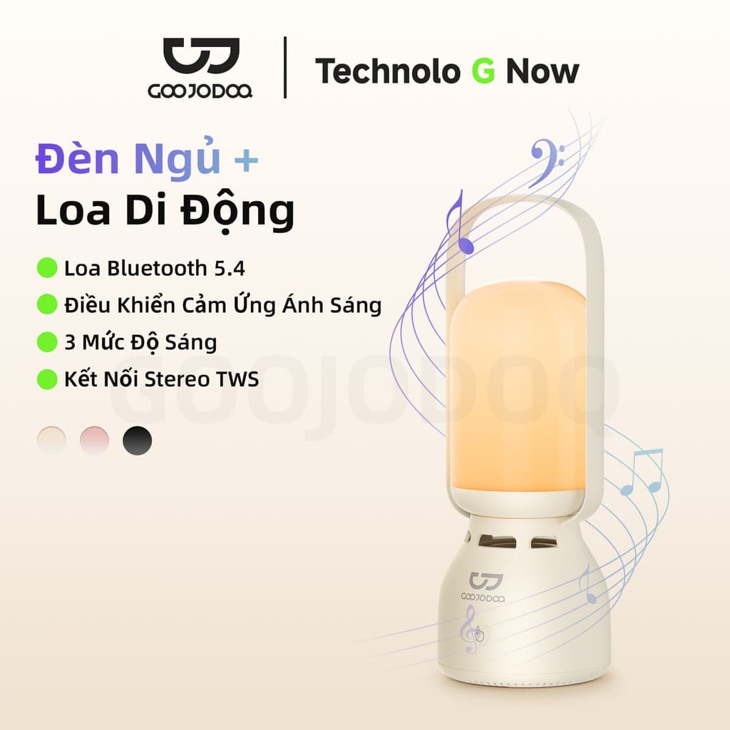 Loa Bluetooth di động 2 trong 1 kiêm đèn ngủ GOOJODOQ, đèn chiếu sáng không gian âm thanh nổi 1200mAh Thời lượng pin dài