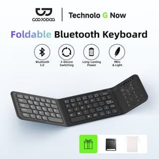 GOOJODOQ Bàn phím Bluetooth không dây có thể gập lại Mini Di động Tuổi thọ pin dài cho iPad Laptop Máy tính bảng