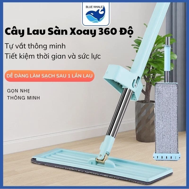 Chổi Lau Sàn Kèm 4 Bông Lau Thiết Kế Gọn Nhẹ Hiện Đại Nhỏ Gọn Xoay 360 Tự Vắt