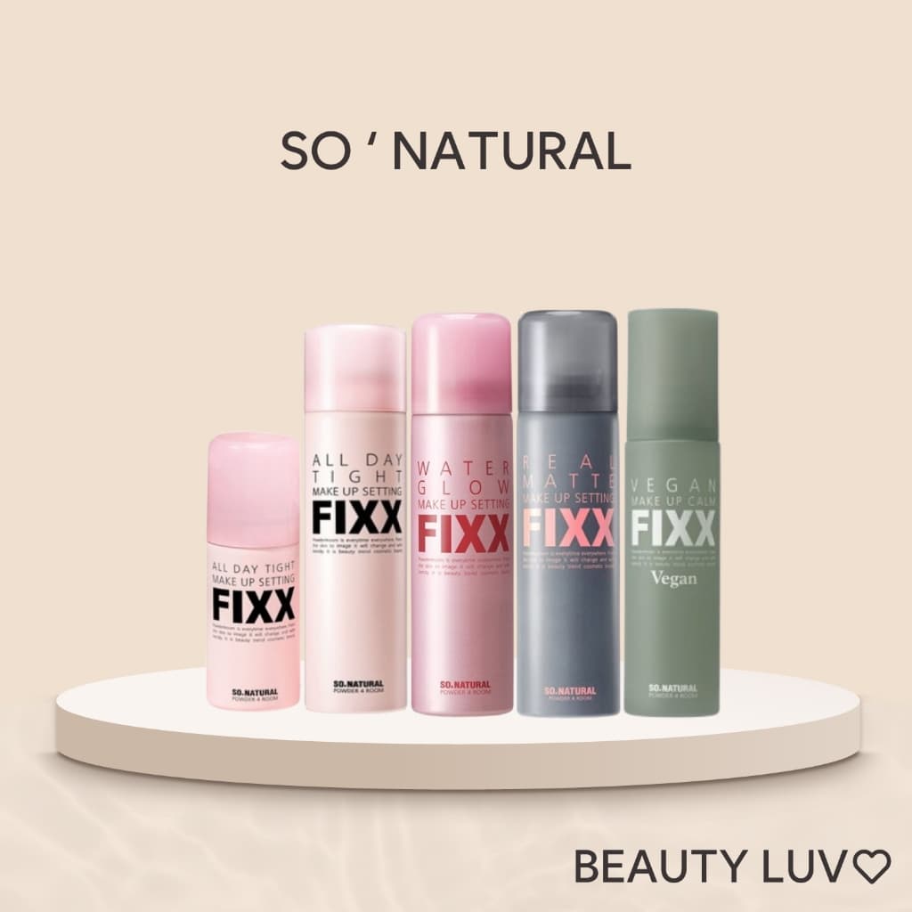 [So Natural] Thiết lập trang điểm bó sát cả ngày Fixx Makeup Fixx 35ml, 75ml (Không loại ga) / Real Matte, Vegan Calm, Sun Mousse, Water Glow