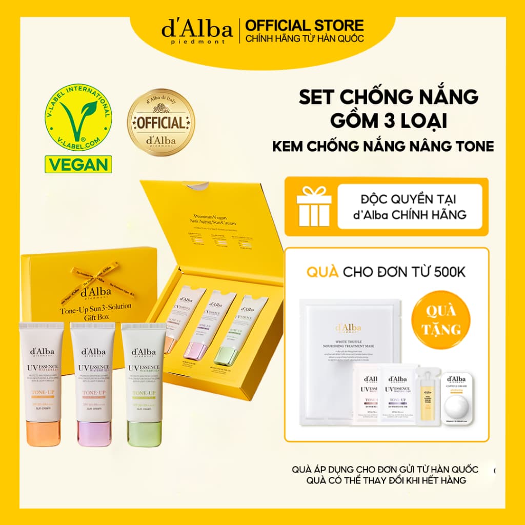 [d'Alba Official] Set 3 kem chống nắng nâng tone d’Alba – Che phủ chuẩn từng tông da (35ml *3)