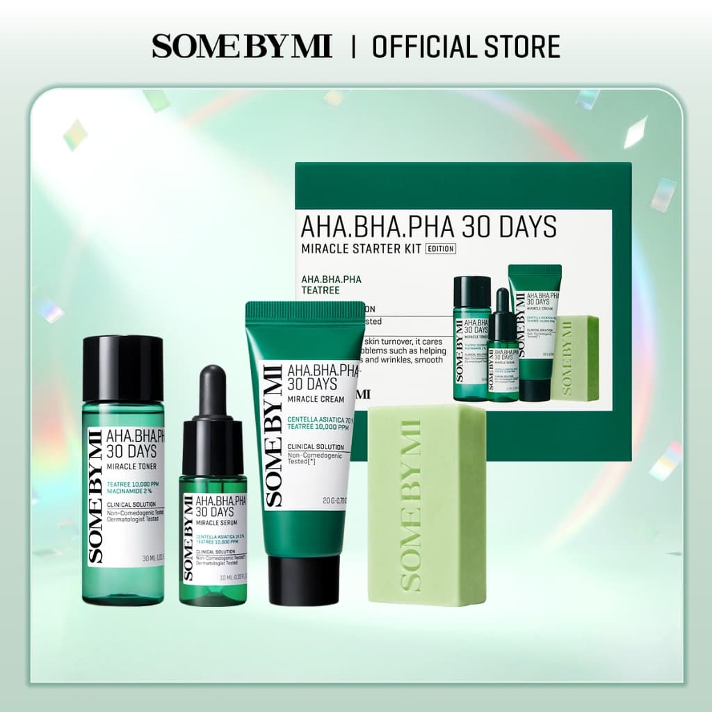 Bộ Kit dưỡng 4 món SOMEBYMI AHA-BHA-PHA 30 Days Miracle Starter Kit (Toner / Serum / Kem / Xà phòng tẩy trang)