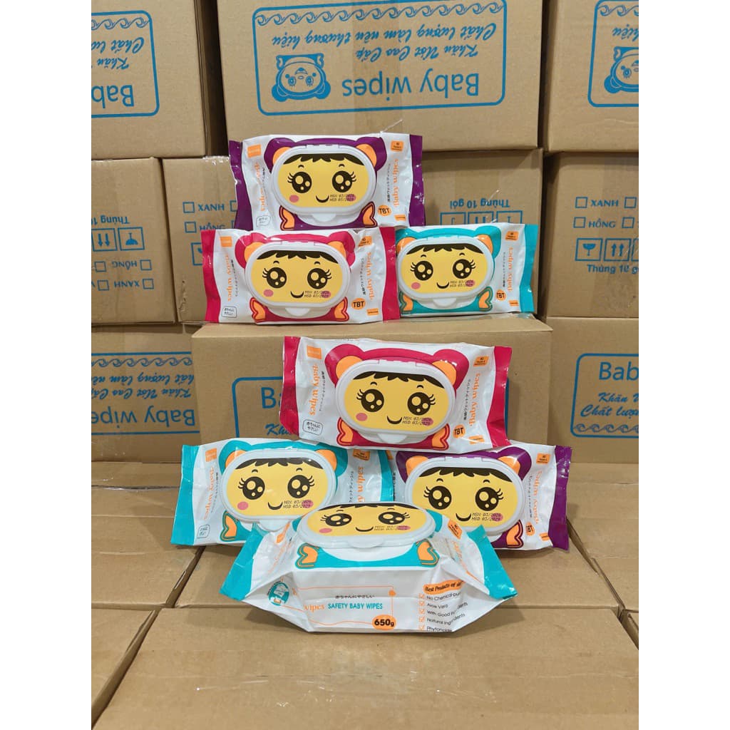 Combo 20 Gói Khăn Giấy Ướt Baby Wipes 650g - Cân nặng thực tế 350~400g - Không mùi, vải bi dày