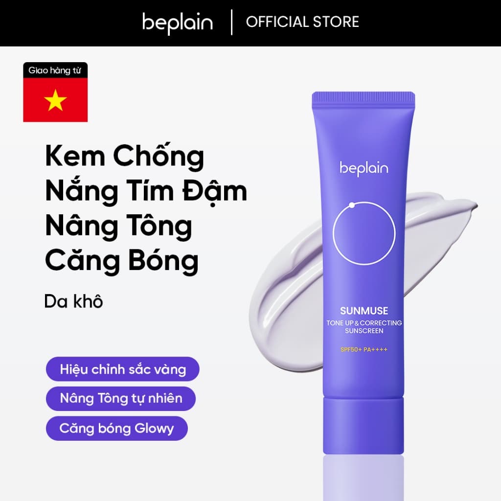 [Beplain Chính Hãng] Kem chống nắng BEPLAIN Sunmuse lai Vật Lý & Hoá Học Nâng Tone & Hiệu chỉnh da SPF 50+ PA++++ 50ml