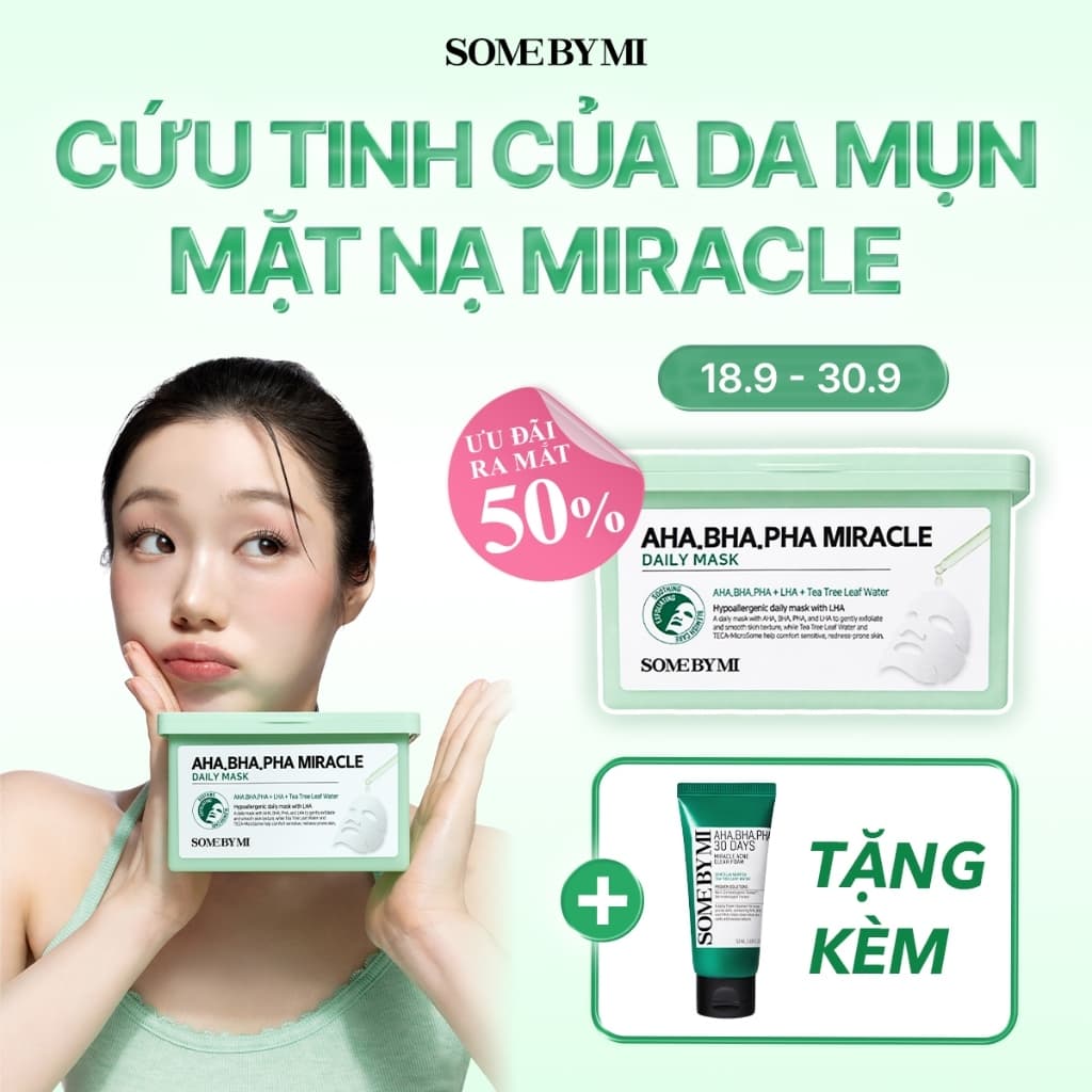 [Mới] SOMEBYMI Mặt nạ dưỡng da mụn AHA BHA PHA Miracle Daily Mask 30 miếng