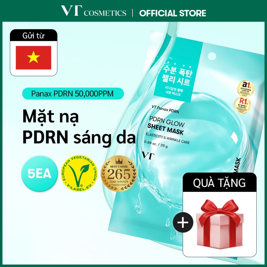 [VT LIVE] 10 Miếng Mặt Nạ PDRN Glow  - Dưỡng Ẩm Chuyên Sâu, Làm Sáng & Đều Màu Da [Flagship Chính Hãng]