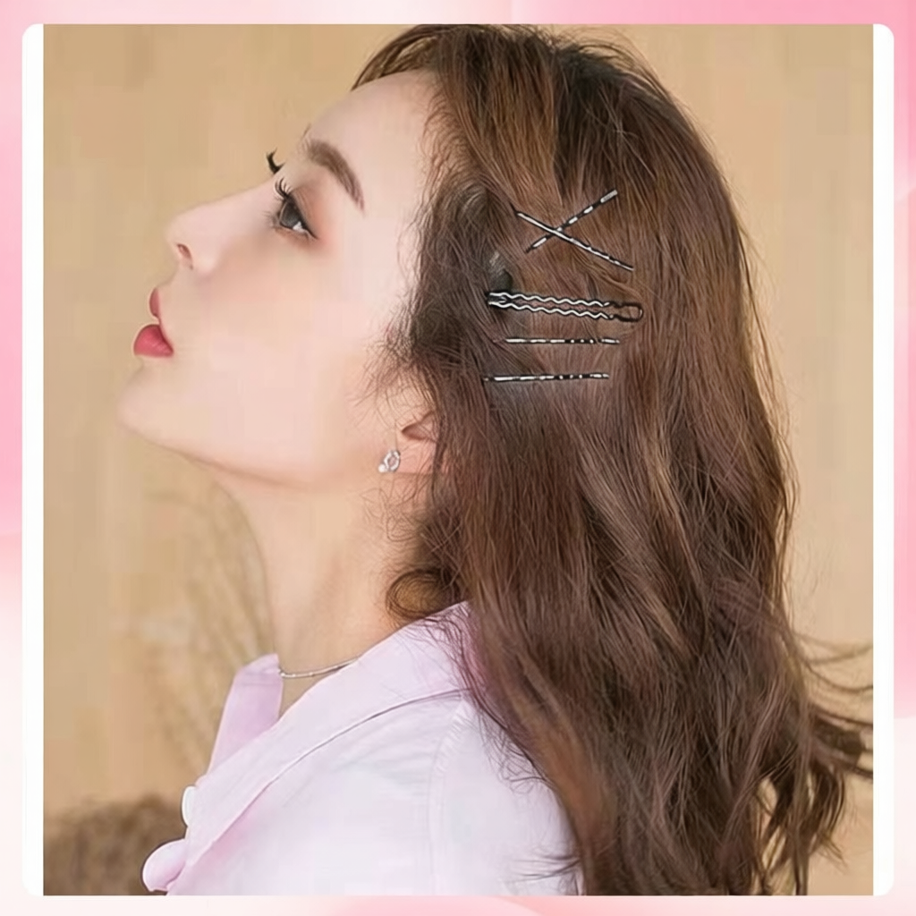 Vỉ 9 ghim tăm màu đen kẹp tóc tạo kiểu nhiều phong cách Chồi accessories - Y051