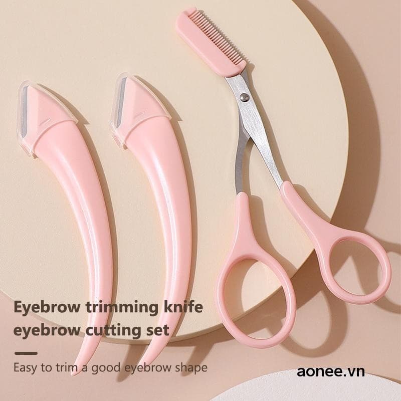 ✨✨Bộ Dụng Cụ Cắt Tỉa Lông Mày Chuyên Nghiệp Với Kéo Và Lưỡi Dao Cạo
