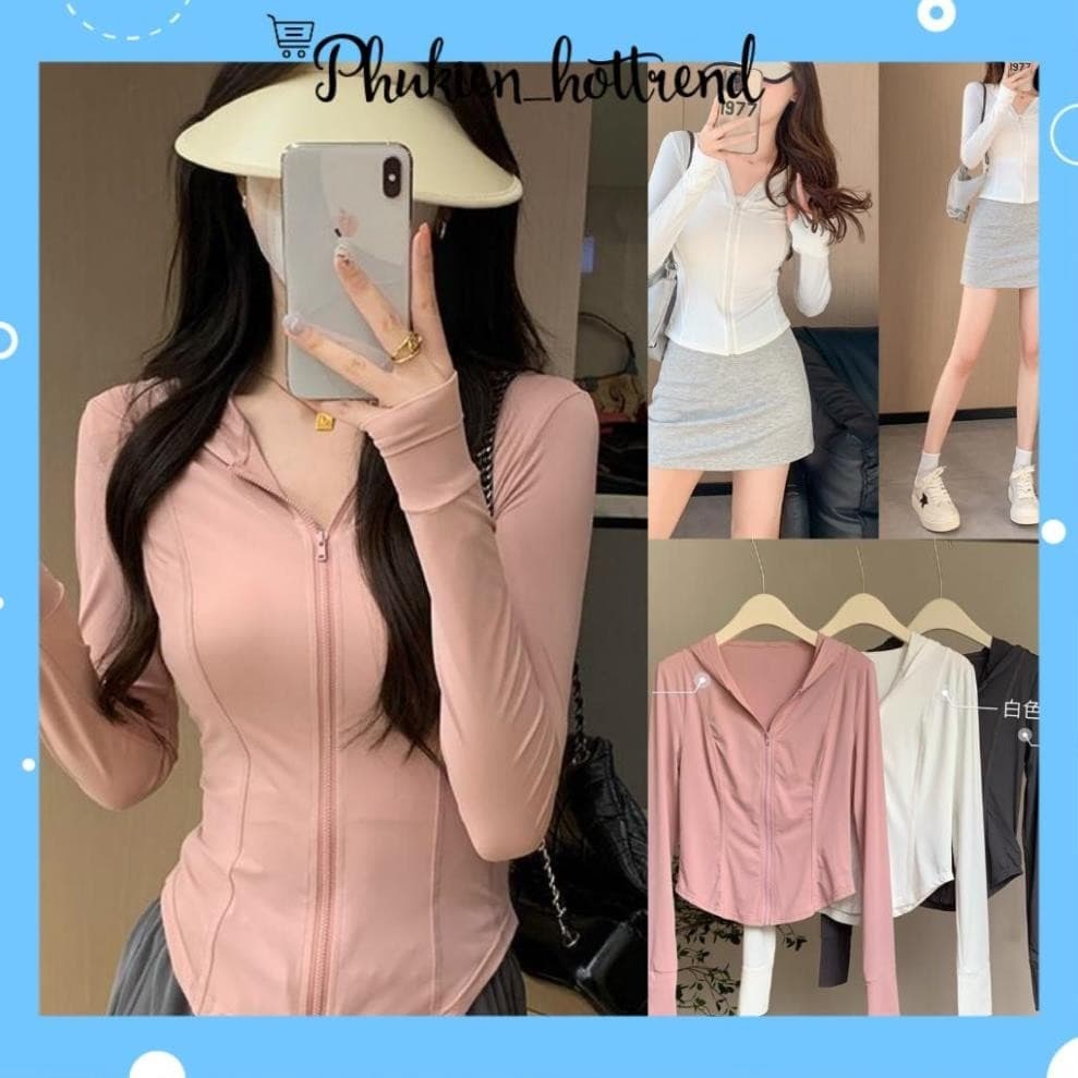 Áo Chống Nắng Nữ, Áo Khoác Chống Nắng Chống Tia Cực Tím UPF 50+ Chất Lụa Băng Ôm Body Av01  phanngoc03
