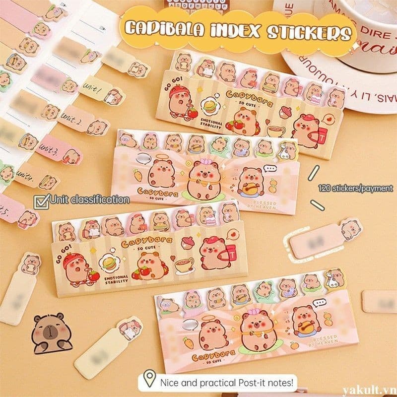 🎀 yakult 🎀 Ghi chú dán Capybara Nhãn dán chữ N dễ thương Nhãn dán chỉ mục tự dính Capybara hoạt hình