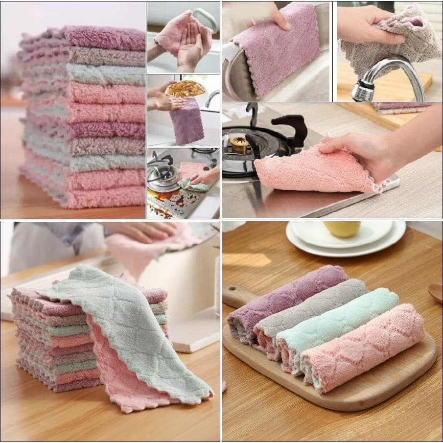 Set 20 khăn lau bếp - khăn lau tay 2 mặt siêu thấm đa năng  KT 25x25cm