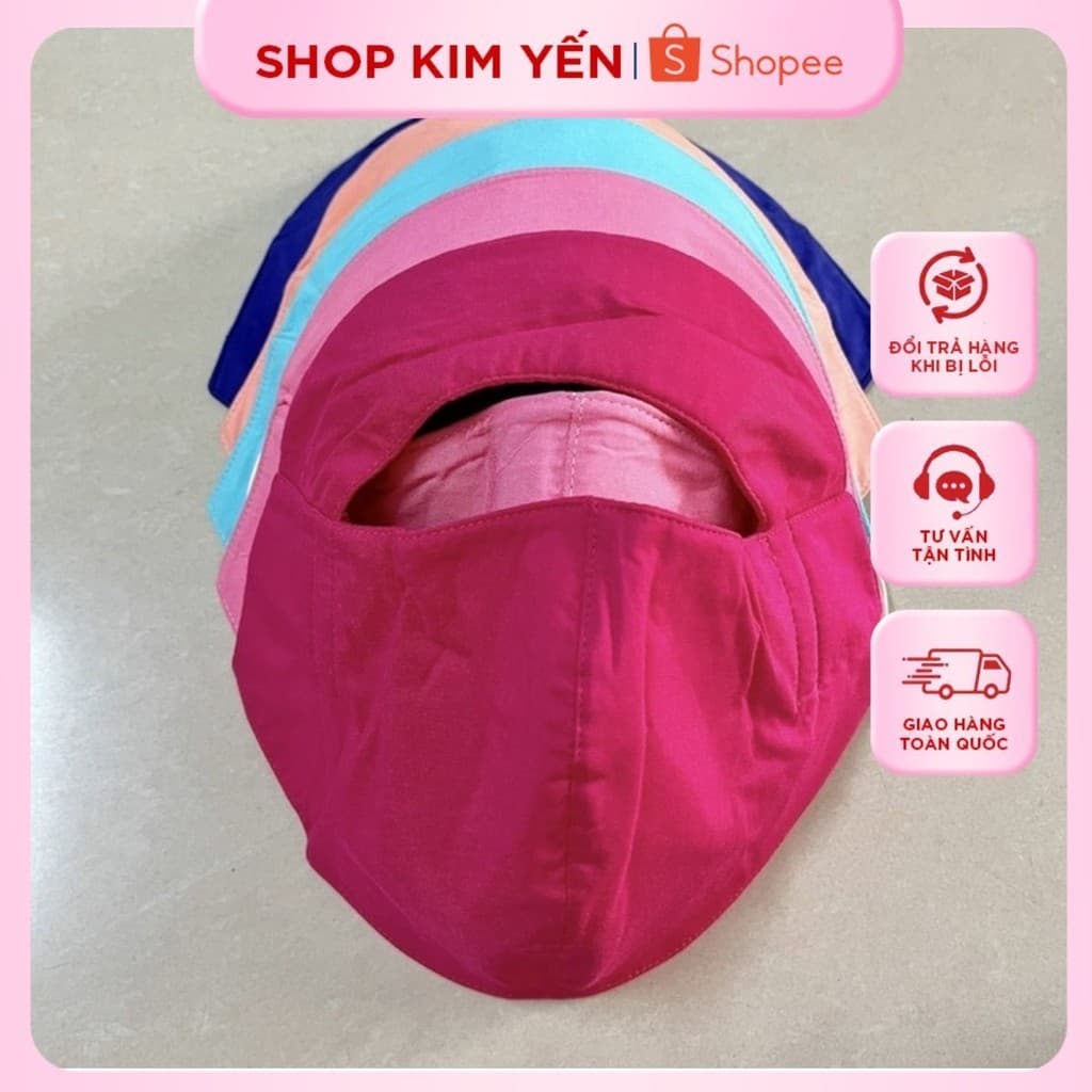 Khẩu trang chống nắng nữ, khẩu trang che trán kín mặt vải cotton siêu dày dặn - Shop Kim Yến 5