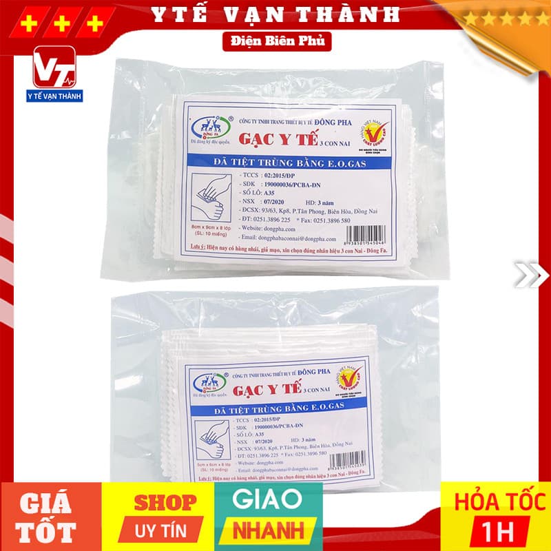 ✅ Gạc Y Tế Đông Pha (Tiệt Trùng Từng Cái) | (Gói 10 miếng) -VT0797