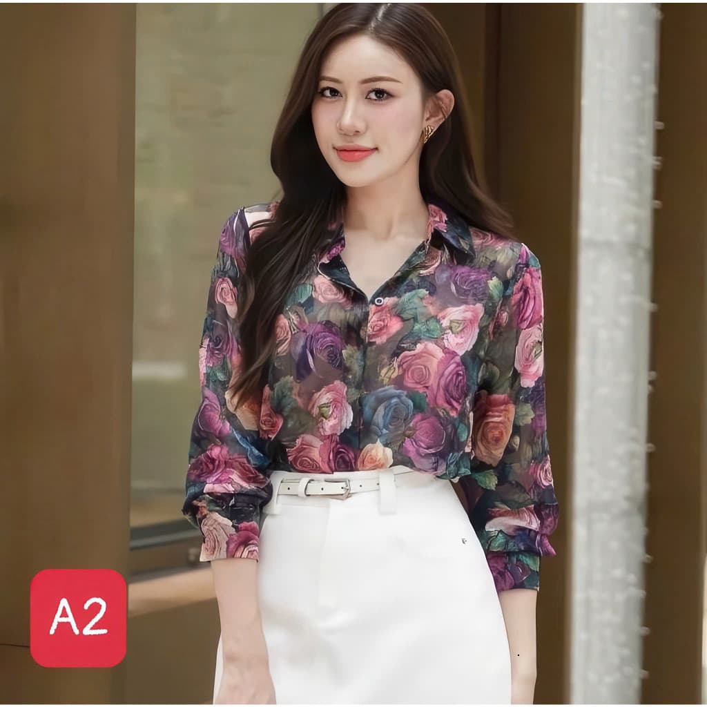 Mẫu áo sơ mi hoa dài tay nhẹ nhàng thoáng mát sang trọng siêu hót mã VP519