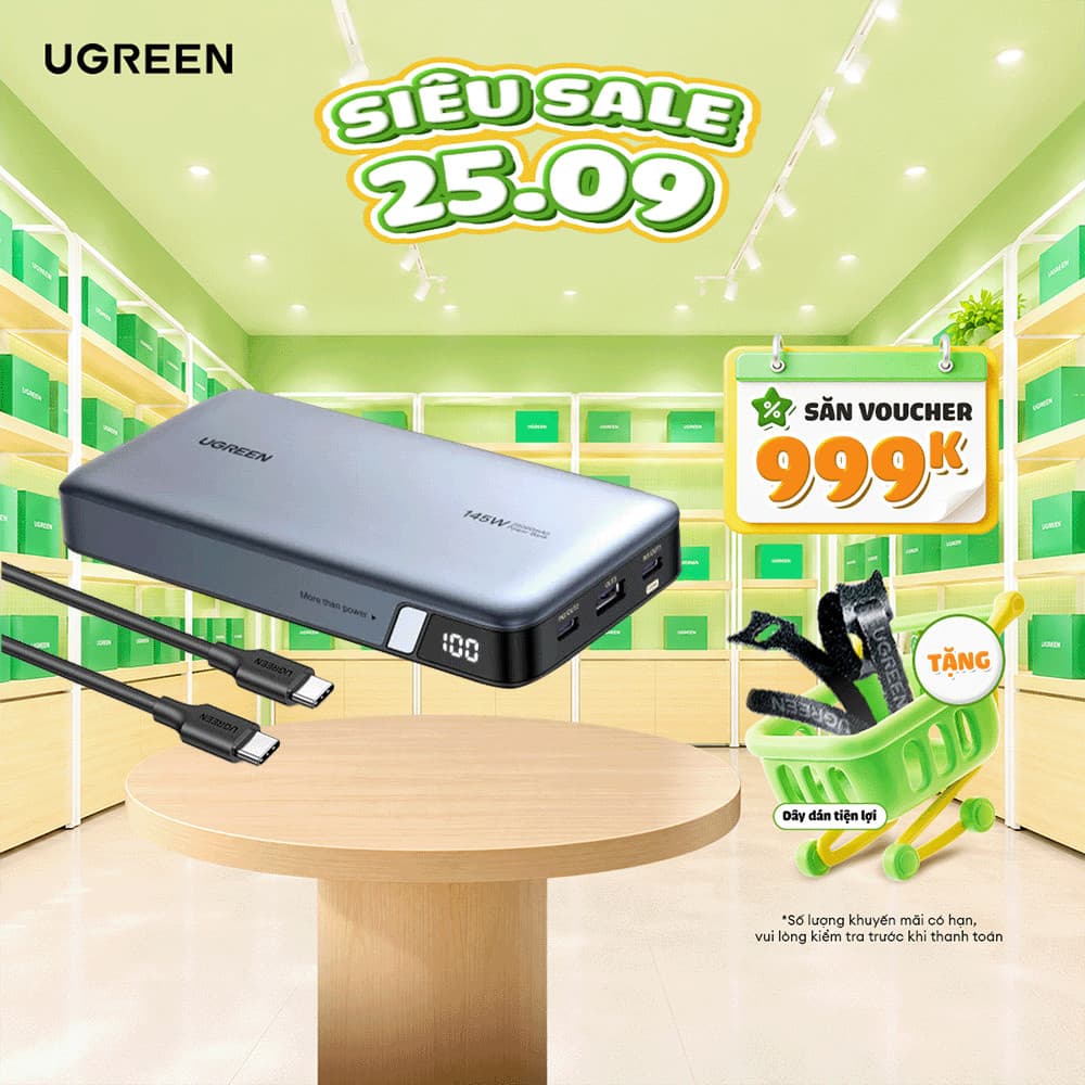 Pin sạc dự phòng Ugreen 10000mAh - 25000mAh | Sạc nhanh 100W - 200W | Chính hãng - Bảo hành 18 tháng 1 đổi 1