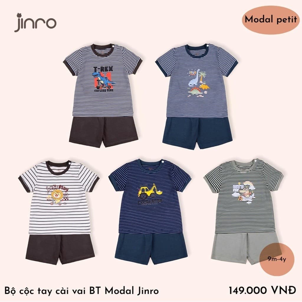 Bộ quần áo cộc tay hãng JINRO chất modal petit cho bé từ 9 tháng đến 4 tuổi