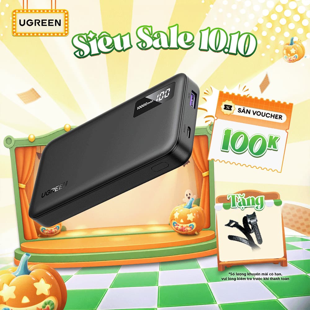 Pin sạc dự phòng UGREEN 10000/20000mAh | PD 20W / QC 3.0 | iPhone/Android/Samsung | BH 18 tháng | 25683 95424B 55989B