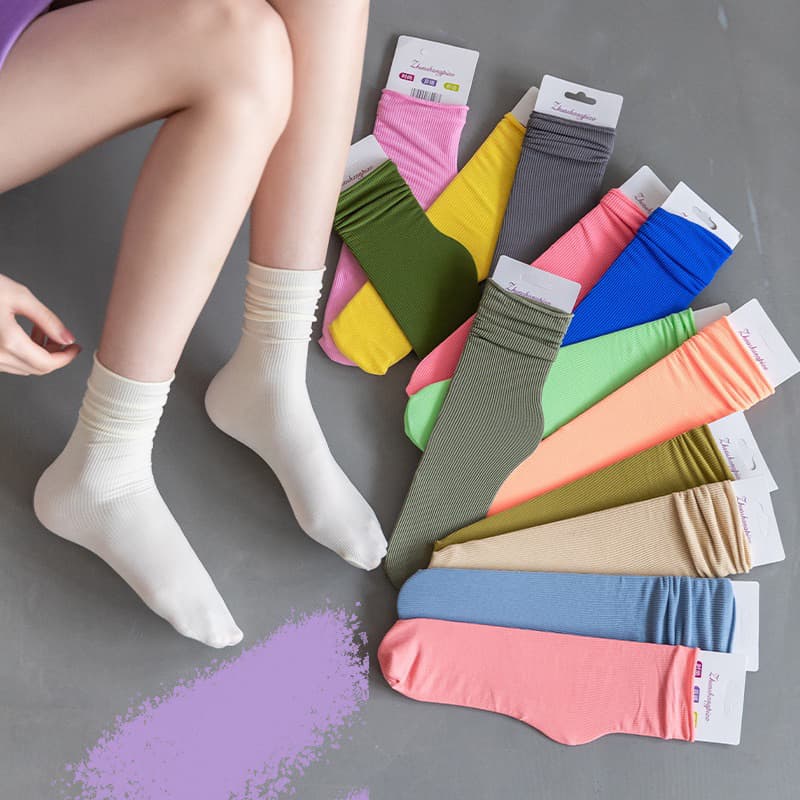 (Tùy Chọn Màu)Set 5 đôi ất Giày cao cổ chất liệu mỏng cao cấp họa tiết màu pastel nhún cổ Siêu Xinh tcc12 Orla