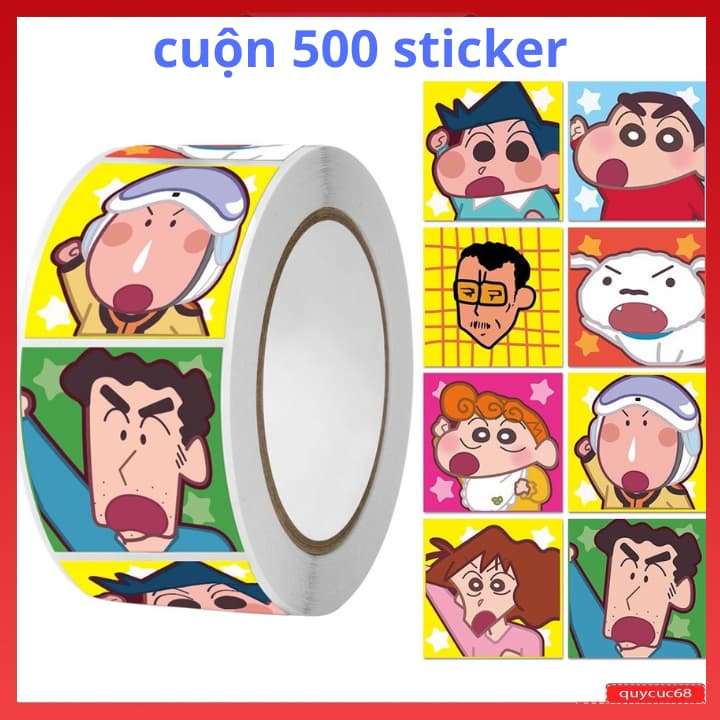 Cuộn 500 sticker khen thưởng hoạt hình cute, tem dán sticker thank you gói hàng nhiều mẫu mã cho bạn lựa chọn