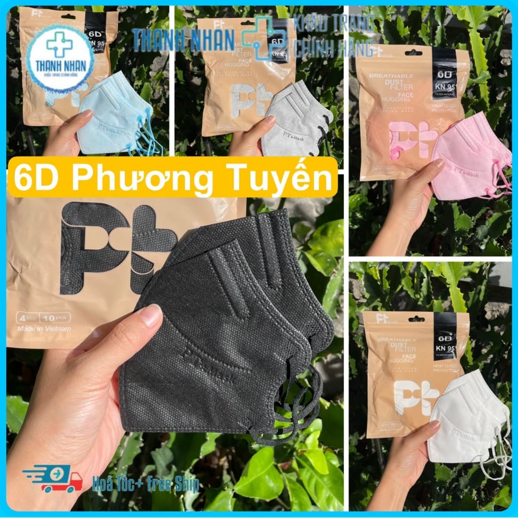 [Combo 50 Cái] Khẩu Trang 6D Tấn Phát 4 Lớp Thiết Kế Ôm Sát Hỗ Trợ Lọc Bụi Và Che Nắng (Túi 10 Cái)