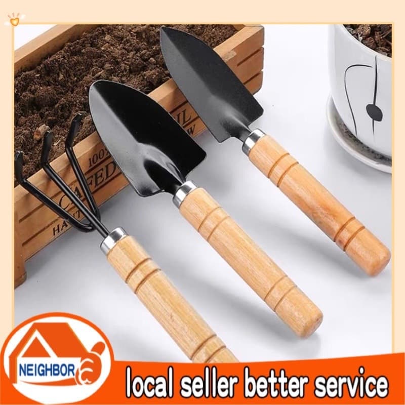 BỘ DỤNG CỤ LÀM VƯỜN MINI  3 MÓN CÁN GỖ CHO ĐẤT TRÔNG CÂY