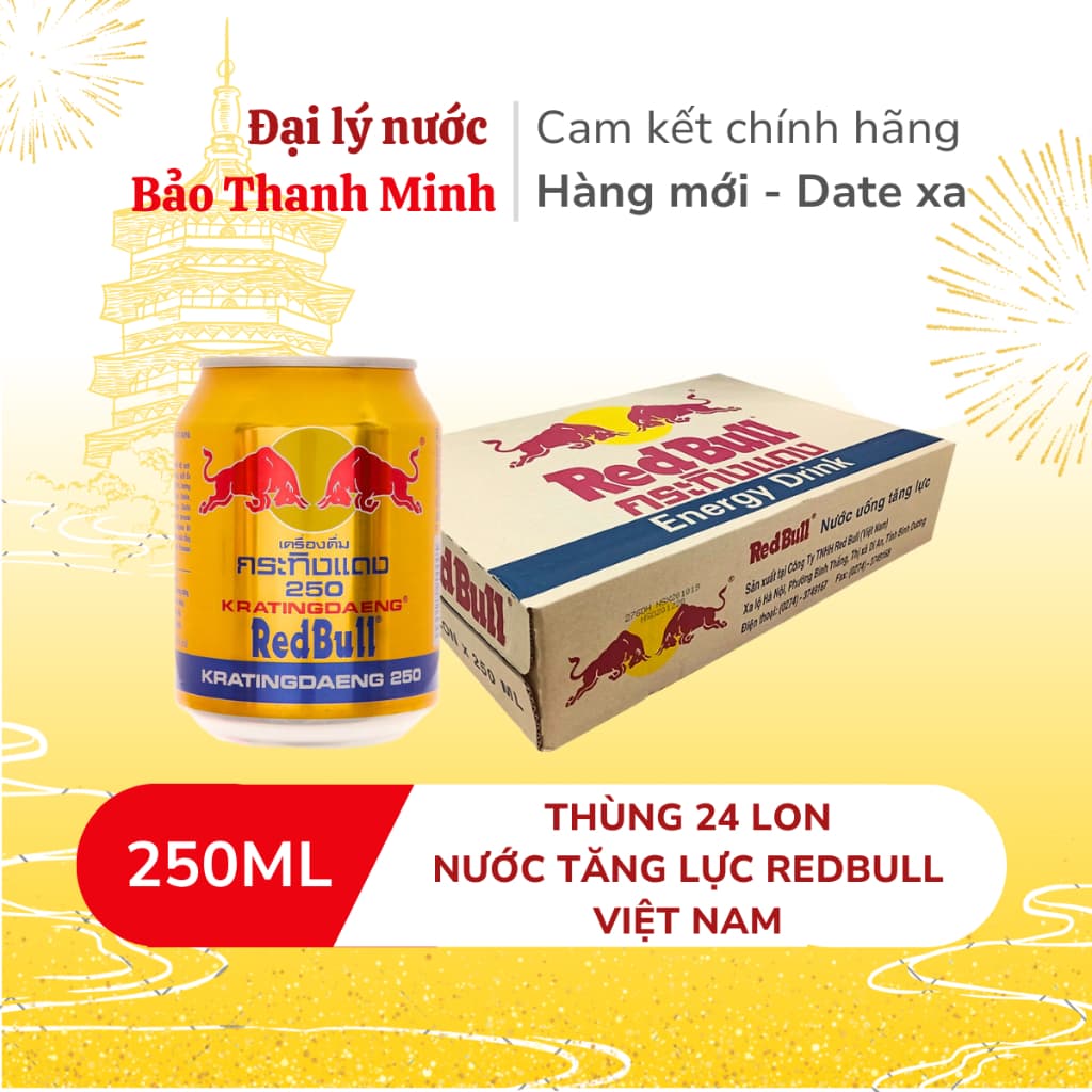 [HÀNG VIỆT NAM] Nước tăng lực Bò Cụng Red Bull Việt Nam lon 250ml (Thùng 24 lon) (Date xa) *ĐẶT TỪ 3 THÙNG TRỞ XUỐNG*