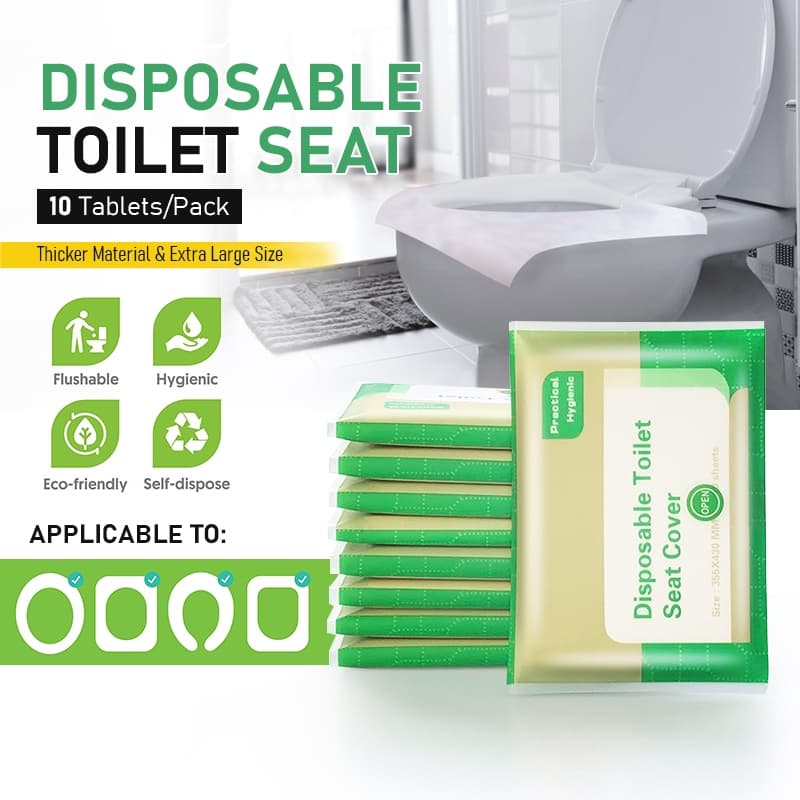 Set 10 tờ giấy lót bồn cầu toilet chống thấm nước dùng một lần, miếng lót bồn cầu nhà vệ sinh công cộng tự phân hủy