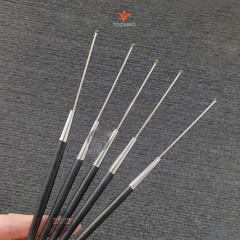 [Top Value] Dụng cụ lấy ráy tai, Cây móc lấy ráy tai inox cán đen
