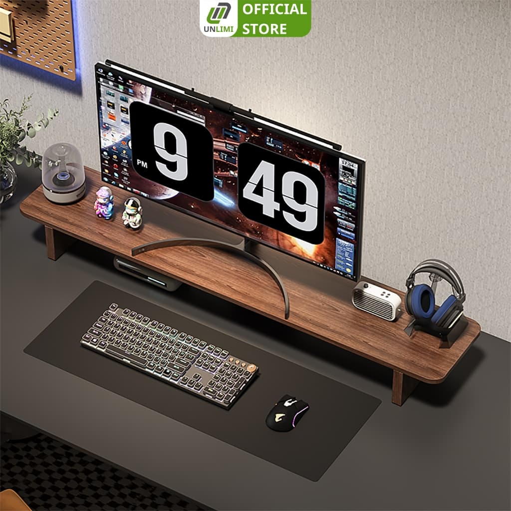 Kệ để màn hình máy tính UNLIMI decor góc làm việc chất liệu gỗ MDF phủ melamin - GA28