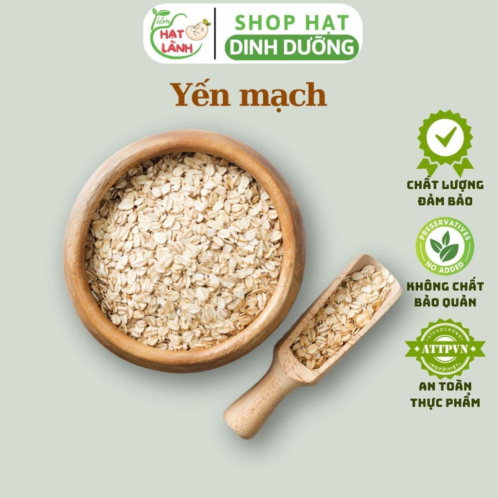 Yến mạch cán mỏng túi 200g, 500g làm sữa hạt, chế biến món ăn - Tiệm Hạt Lành