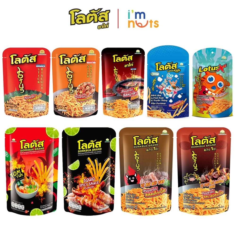 Combo 5 Gói Snack Bim Bim Bánh Tăm Que Cọng Thái Lan Dorkbua Đủ Vị Gói Nhỏ Và Gói Lớn