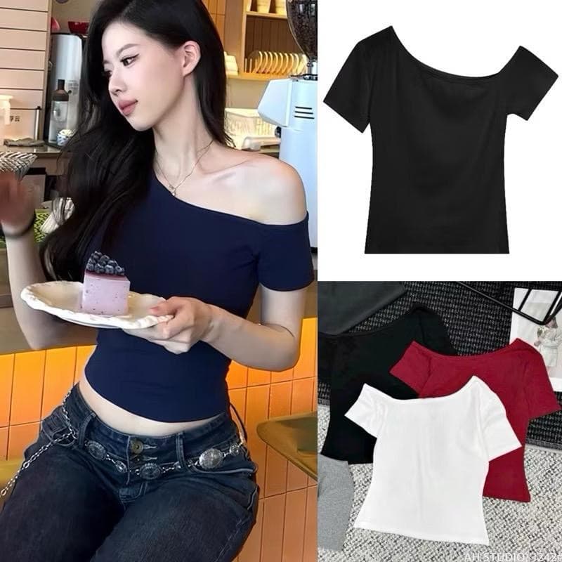 [Combo 3 áo] Áo Thun Cổ Trễ Form Xinh Chất Thun Mỏng Nhẹ Mềm Mại Co Giãn